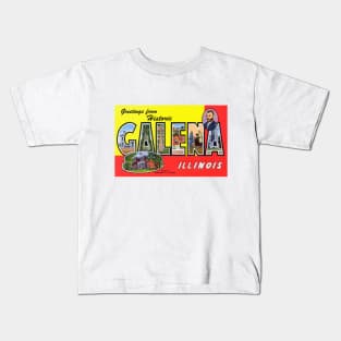 Greetings from Galena Illinois, Vintage Large Letter Postcard Kids T-Shirt